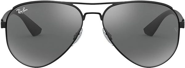RAY-BAN Men's RB3523 Aviator Sunglasses - Grey Mirrored Silver/Matte Black Frame Like New