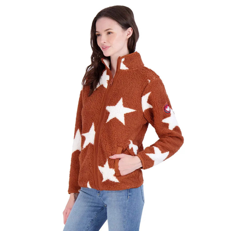 CANADA WEATHER GEAR WOMEN'S FULL ZIP SHERPA JACKET - SIZE: L - RUST/WHITE STAR - Brand New