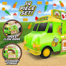 Maxx Action 12" Farmer's Market Food Truck, Lights and Sounds, Ages 3+ - Green - Brand New