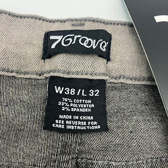 7GROOVE MEN'S JEANS STRAIGHT DENIM - SIZE: MEN 38/32 - LT. GRAY - Brand New