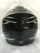 SmartDealsNow DOT Youth & Kids Dirtbike Helmet - Small, Black Flame - Like New