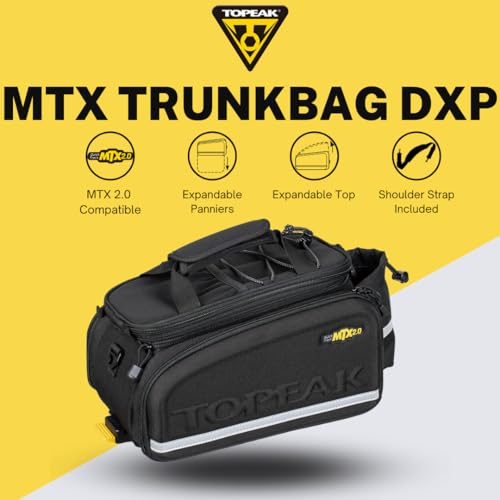 TOPEAK MTX 2.0 TRUNKBAG REAR BICYCLE BAG SPACIOUS STORAGE EXPANDABLE TOP -BLACK - Like New