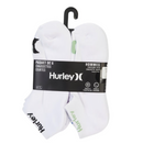 HURLEY MENS 6-PR. LOW CUT SOCKS - SIZE: MEN 10-13 - WHT/BRIGHT - Brand New