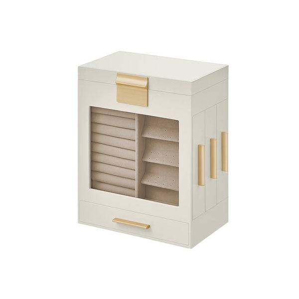 SONGMICS 5-LAYER JEWELRY ORGANIZER 3 SIDE DRAWERS - CLOUD WHITE/METALLIC GOLD - Like New