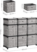 SONGMICS 9-CUBE DRAWER ORGANISER STORAGE UNIT 9 STORAGE BOXES - HEATHER GRAY - Like New