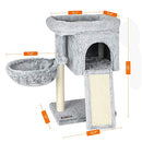 FEANDREA Cat Tree, Small Cat Condo with Padded Perch, Basket, Activity Center - Like New