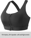 CHOOLLEY ZIP FRONT SPORTS BRA FOR WOMEN HIGH WORKOUT CROP TOP - 3X-LARGE - BLACK - Like New