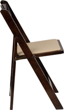 GENERIC 4 PACK WOOD FOLDING CHAIR WITH DETACHABLE VINYL PADDED SEAT - FRUITWOOD - Like New