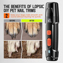 LOPSIC Dog Nail Grinder Upgraded Dog Nail Trimmers Clipper 2 LED Light - Black Like New