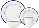 Amazon Basics 16-Piece Cafe Stripe Dinnerware Set Blue B00Q5X1VRC - NEW - Brand New
