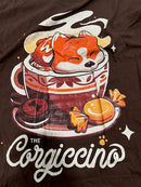 PORT AND COMPANY CORGI COFFEE BREAK BROWN T-SHIRT - SIZE: XL - BROWN - Like New