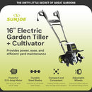 SUN JOE ELECTRIC CORDED GARDEN TILLER & CULTIVATOR STEEL TINES 16-inch - BLACK - Like New