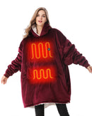 VENUSTAS HEATED BLANKET HOODIE WITH BATTERY UNISEX OVERSIZED SHERPA - RED - Like New