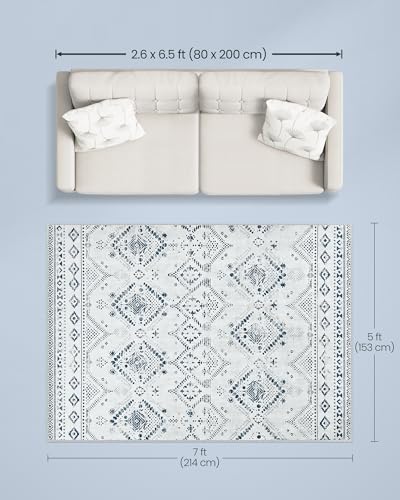 SONGMICS HOME AREA RUG, 5X7 FT RUG FOR BEDROOM, MACHINE WASHABLE - MIDNIGHT BLUE - Brand New