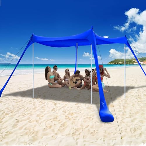 COMMOUDS BEACH TENT SUN SHELTER UPF50+ POP UP BEACH CANOPY - ROYAL BLUE - Like New