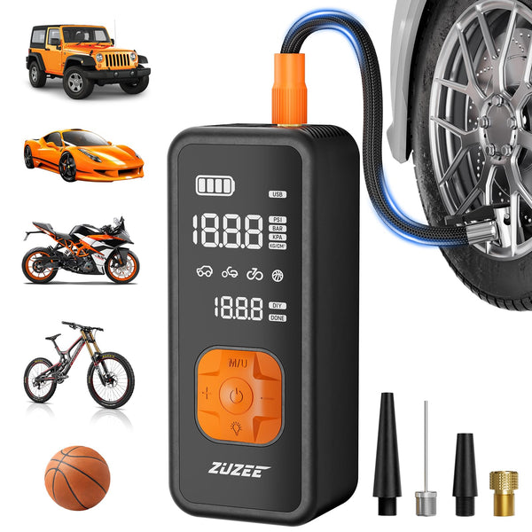 ZUZEE TIRE INFLATOR PORTABLE AIR COMPRESSOR 150PSI AIR PUMP - ORANGE/BLACK - Like New