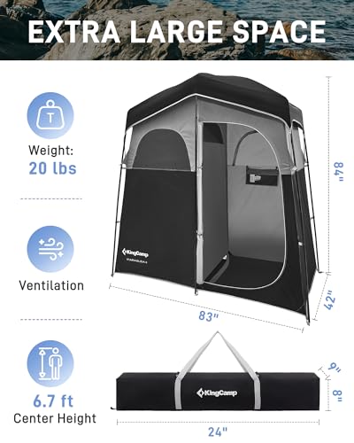 KINGCAMP CAMPING SHOWER TENT OVERSIZE SPACE TENT PORTABLE TENT BLACK/GRAY - Like New