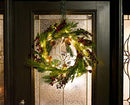 Red Co. 22” Light-Up Christmas Wreath with Pinecones Evergreens B08L5KMB3B - Brand New