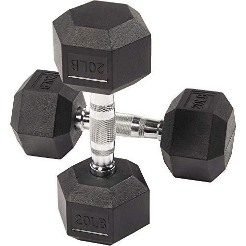BALANCEFROM PREMIUM RUBBER ENCASED HEX DUMBBELL SET - DB20P - BLACK - Like New
