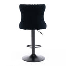 LA SPEZIA SWIVEL BLACK VELVET BARSTOOLS ADJUSATBLE SEAT HEIGHT SET OF 2. - BLACK - Like New