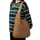 AYLISS STRAW WOVEN SUMMER BEACH BAG TOTE SHOULDER WEAVING HANDBAG - KHAKI - Like New