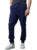 GALAXY BY HARVIC MEN'S TWILL CARGO JOGGERS - SIZE: MEN L - NAVY - Brand New