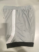 JUMPSTART BASKETBALL SHORT WITH SILVER AND BLACK, WHITE STRIPES - SIZE: MEN M - Like New