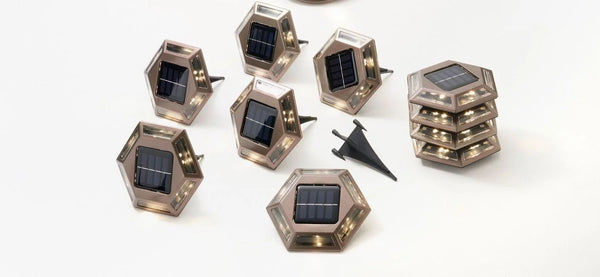 BRIGHTEASE SET OF 10 MULTI-USE SOLAR LIGHTS WITH STAKES-BRONZE - BRONZE (COPPER) - Like New