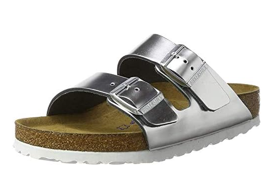 BIRKENSTOCK ARIZONA NL SFB - SIZE: WOMEN 10 - METALLIC SILVER - Like New
