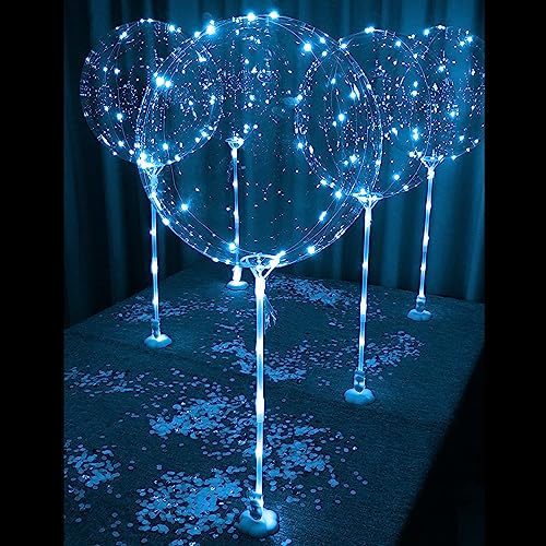 LIGHTSFEVER 6PC LED LIGHT UP BALLOON WITH STICKS BATTERYS DIY KIT - BLUE - Like New