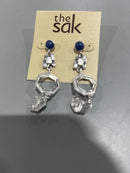 THE SAK STONE AND METAL LINEAR EARRINGS - SILVER/BLUE - Like New