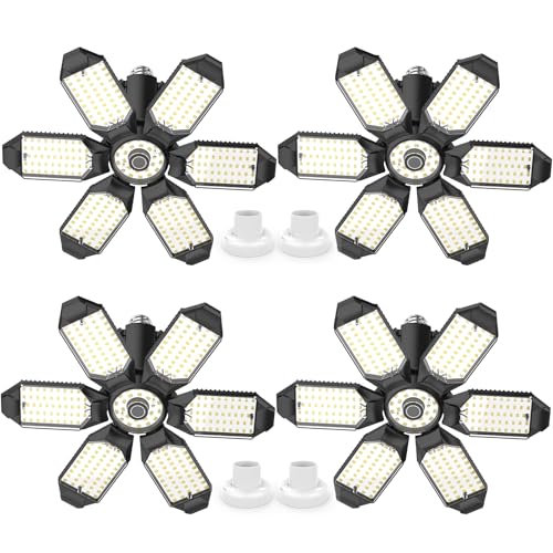 LUCORUSC LED GARAGE LIGHTS 4 PACK 200W SUPER BRIGHT E26 6500K - BLACK - Like New