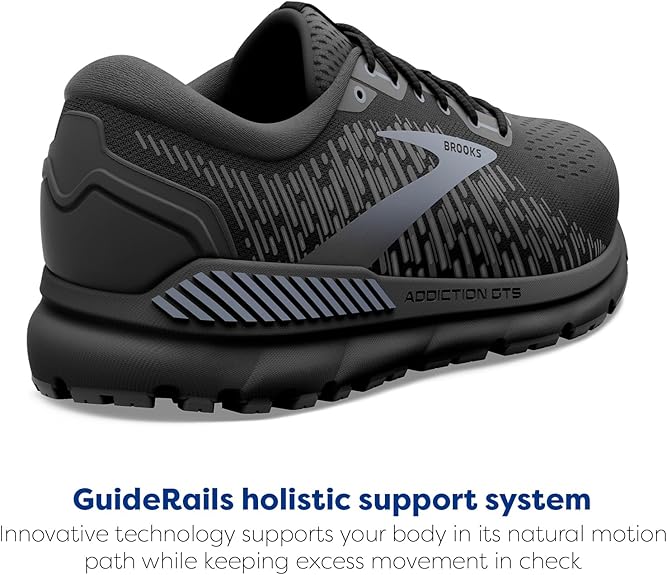 BROOKS MEN'S ADDICTION GTS 15 SUPPORTIVE RUNNING SHOE - BLACK/BLACK/EBONY - 8.5 - Like New
