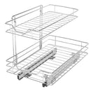 SMART DESIGN MEDIUM STEEL 2-TIER PULL OUT CABINET SHELF - CHROME, SILVER FINISH - Like New