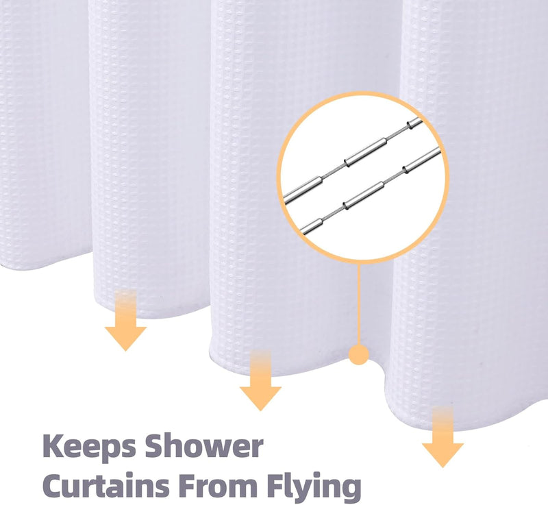 LACYAN 3 IN 1 WATERPROOF WAFFLE WEAVE SHOWER CURTAIN SET 72X72 (1 PACK) - WHITE - Like New