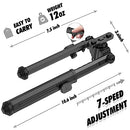 WANPION RIFLE BIPOD RAIL BIPOD 360°SWIVEL EASY CARRY FOLDING HEIGHT - BLACK Like New