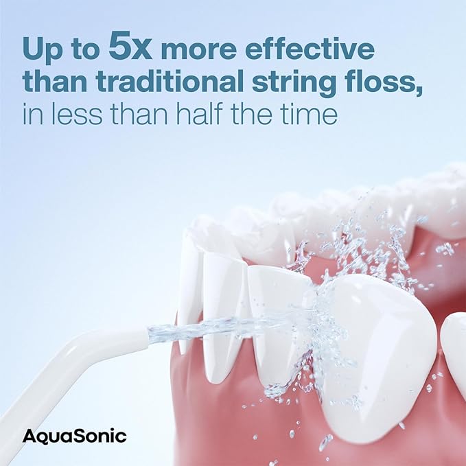 Aquasonic Aqua Flosser Professional Rechargeable Water Flosser 4 Tips Rose Gold - Like New