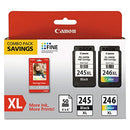 CANON PG-245XL/CL-246XL INK AMP PAPER COMBO PACK - BLK/TRI-COLOR - Brand New