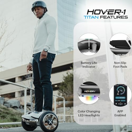 HOVER-1 TITAN ELECTRIC HOVERBOARD 8MPH TOP SPEED, 8 MILE RANGE, BLUETOOTH - BLUE - Like New