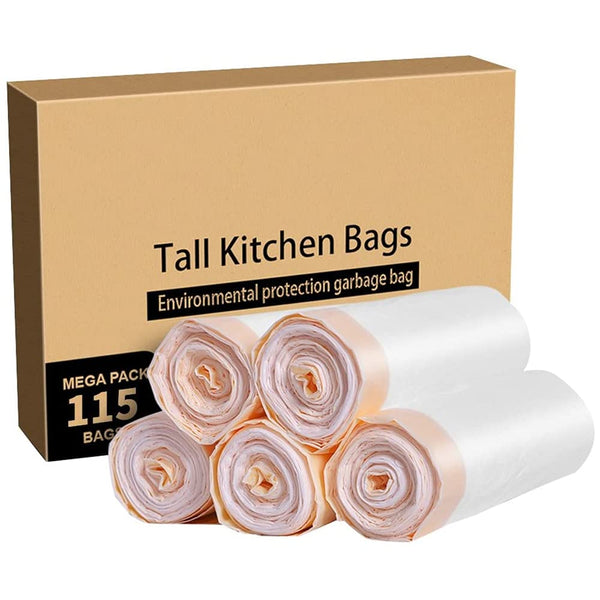 MEIDONG TRASH BAGS, GARBAGE BAGS 13 GALLON STRONG BAGS FOR TRASH,115CT - WHITE - Like New