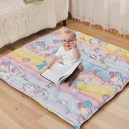 NAPCURE Baby Play Mat - 50”×50” Thick Ultra Soft Non-Slip, Unicorn - Brand New