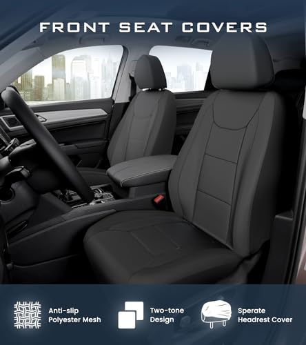 Premium Poly Car Seat Covers Full Set with 50% Thicker Filler, Waterproof Like New