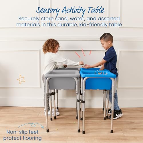 ECR4KIDS 4-STATION SAND/WATER ADJUSTABLE PLAY TABLE - GRAY/FRENCH BLUE - Brand New