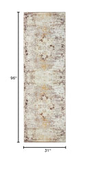 Superior Vintage Medallion Washable Runner Rug Cotton Backing, 2' 7" x 8',Cream - Like New