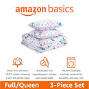 AMAZON BASICS KIDS LIGHTWEIGHT COTTON SHELL COMFORTER SET - UNICORNS/RAINBOWS - Like New