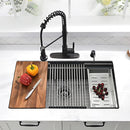 WXOH888 32" Black Undermount Kitchen Sink Double Ledges Workstation - Black - Like New