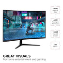 VIEWSONIC 32 INCH CURVED 1080P 1MS 180HZ GAMING MONITOR - BLACK - Like New