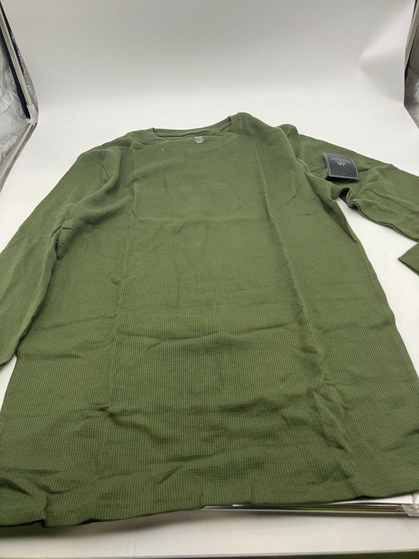 BLUE ICE WAFFLE KNIT LONG SLEEVE SHIRT - SIZE: MEN L - OLIVE - Brand New