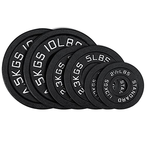 ABOVEGENIUS CAST IRON 2-INCH OLYMPIC WEIGHT PLATES, 35LBS, AG-OPS35 - BLACK - Like New