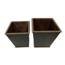 Merciown Leather Trash Can Wastebasket Wooden Leather Trash Bin Brown-2 Pack - Brand New